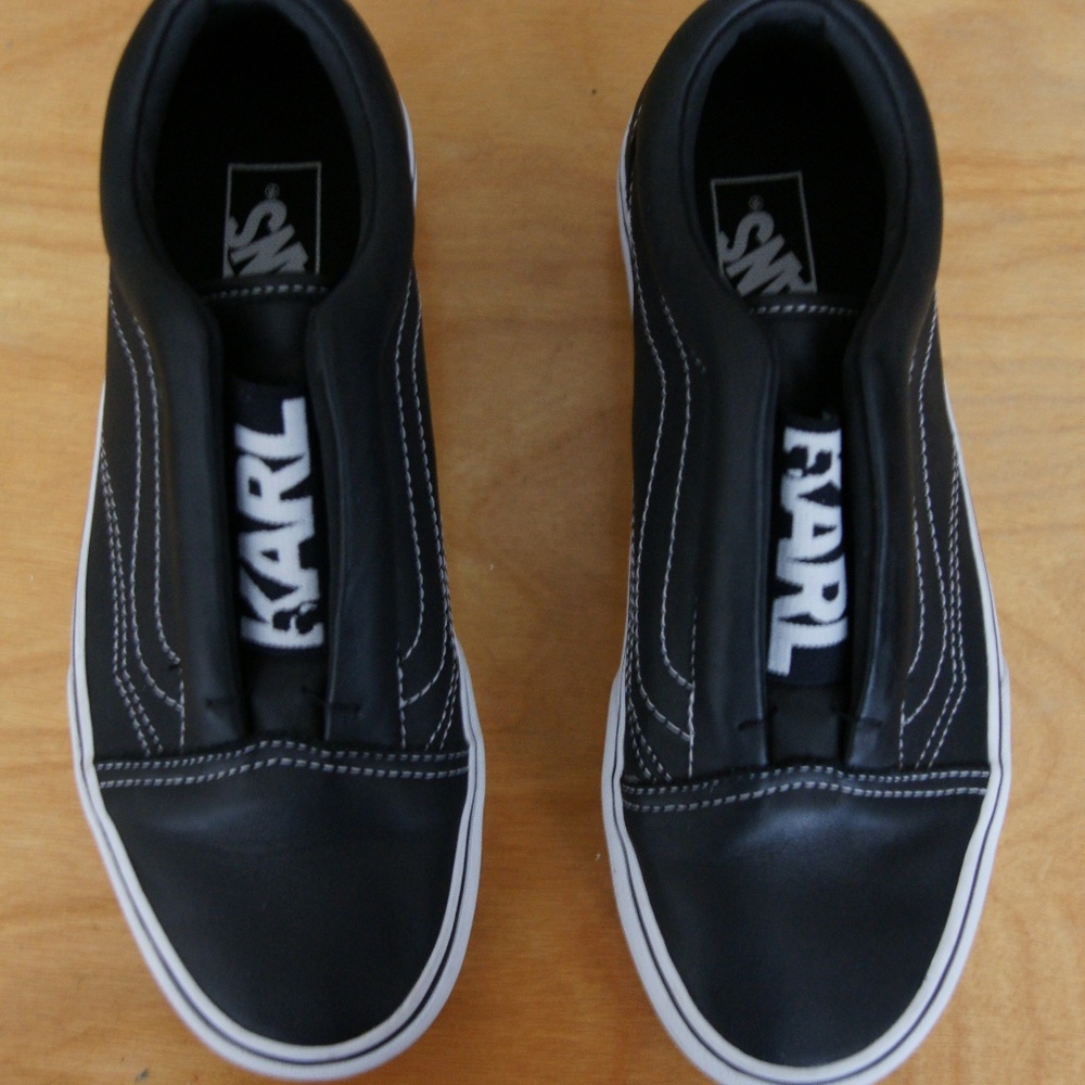 Black Vans Karl Lagerfeld platform slip ons Sz 7.5